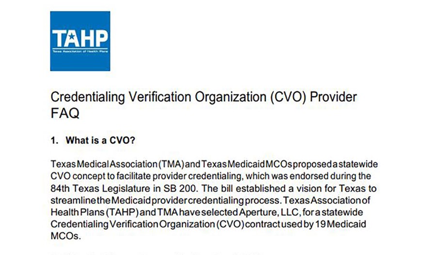 Credentialing Verification Organization (CVO) Provider FAQ
